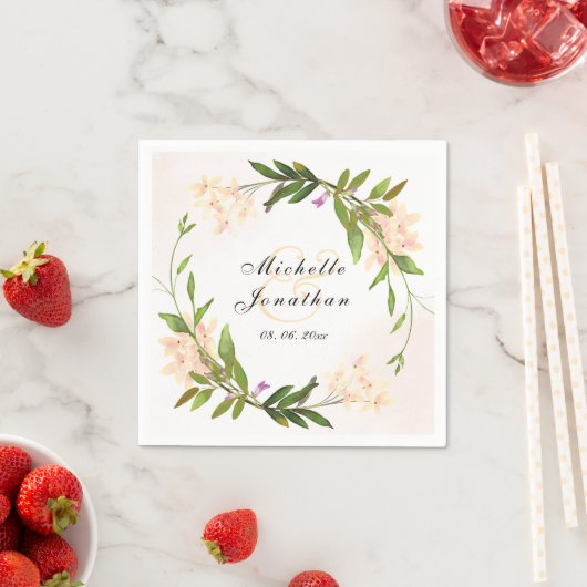 Elegant Pink Garden Flowers Greenery Wedding Servet (Insitu)