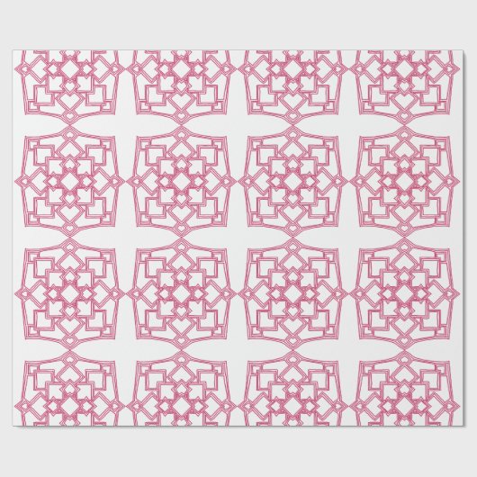 Elegant Pink Geometric Lace Pattern Wrapping Paper Cadeaupapier (Vlak)