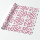 Elegant Pink Geometric Lace Pattern Wrapping Paper Cadeaupapier (Uitgerold)