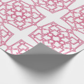 Elegant Pink Geometric Lace Pattern Wrapping Paper Cadeaupapier (Hoek)