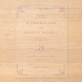 Elegant Pink Geometric Wedding Acryl Uitnodigingen (Voorkant)