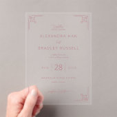 Elegant Pink Geometric Wedding Invitation Acryl Uitnodigingen (Insitu (Draagbaar))