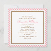 Elegant Pink Gingham Pattern Baby shower Kaart (Voorkant)