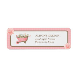 Elegant Pink Gingham Waterverf Tuin Adres Etiket
