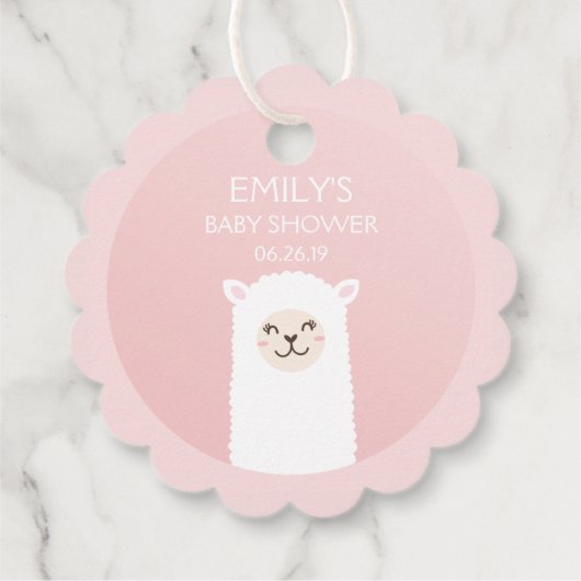 Elegant Pink Girl Baby shower Cute Kawaii Llama Bedankjes Labels (Achterkant)