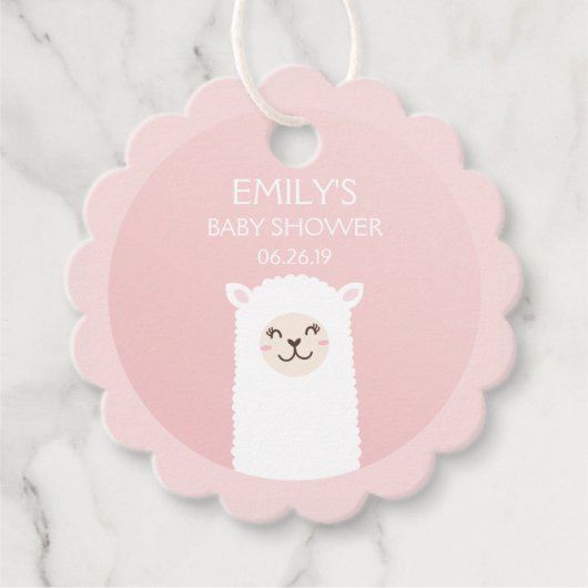 Elegant Pink Girl Baby shower Cute Kawaii Llama Bedankjes Labels (Voorkant)