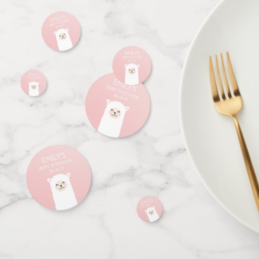Elegant Pink Girl Baby shower Cute Kawaii Llama Confetti (Groep)