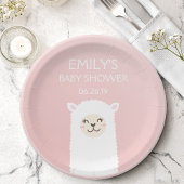 Elegant Pink Girl Baby shower Cute Kawaii Llama Papieren Bordje