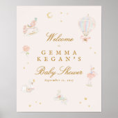 elegant pink girl fairytale baby shower welcome poster (Voorkant)