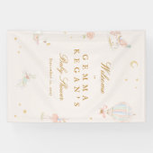 elegant pink girl fairytale Baby Shower welcome Spandoek (Horizontaal)