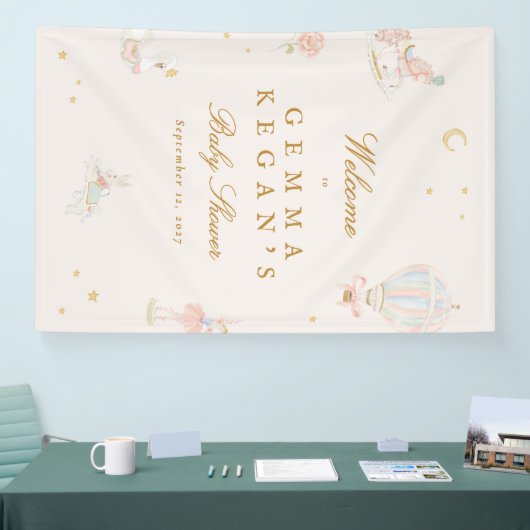 elegant pink girl fairytale Baby Shower welcome Spandoek (Beurs)