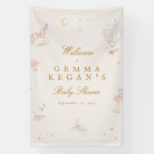 elegant pink girl fairytale Baby Shower welcome Spandoek (Verticaal)