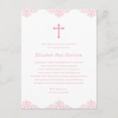 Elegant Pink Girls Baptism of Communauté Invitatio Briefkaart (Voorkant)