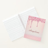 Elegant Pink Glam Glitter Drip Notebook Notitieboek (Binnen)