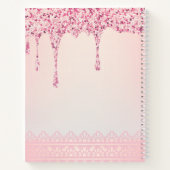 Elegant Pink Glam Glitter Drip Notebook Notitieboek (Achterkant)