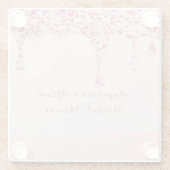 Elegant Pink Glam Glitter Drip Vrijgezellenfeest Glazen Onderzetter (Achterkant)