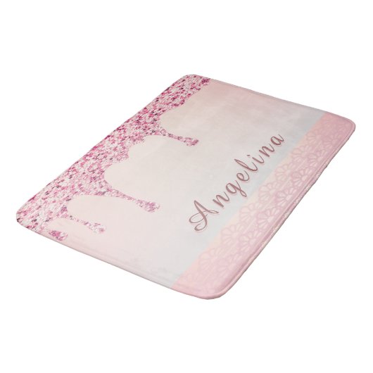 Elegant Pink Glam Glitter Druppelbad Badmat (Gekanteld)