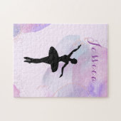 Elegant Pink Glitter Ballet Dancer Ballerina Naam Legpuzzel (Horizontaal)