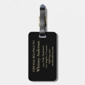 ELEGANT PINK GLITTER BLACK BLAUWGROEN FLORAAL MONO BAGAGELABEL (Achterkant verticaal)