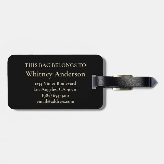 ELEGANT PINK GLITTER BLACK BLAUWGROEN FLORAAL MONO BAGAGELABEL (Achterkant horizontaal)