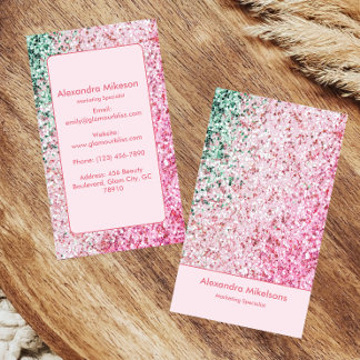 Elegant Pink Glitter Branding Visitekaartje