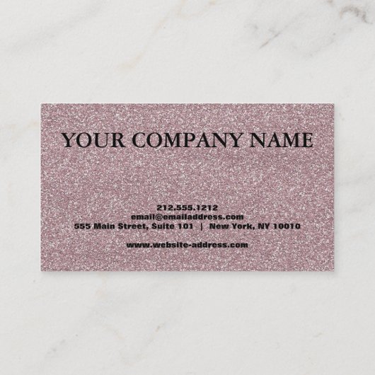 Elegant Pink Glitter Credit Kaart Visitekaartje (Achterkant)