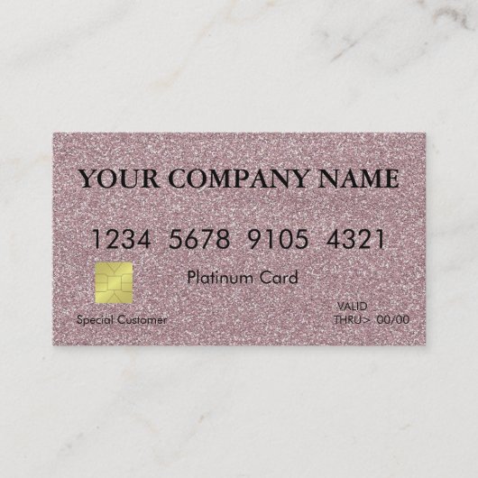 Elegant Pink Glitter Credit Kaart Visitekaartje (Voorkant)