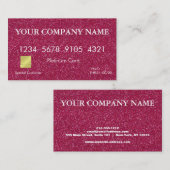 Elegant Pink Glitter Credit Kaart Visitekaartje (Voorkant / Achterkant)