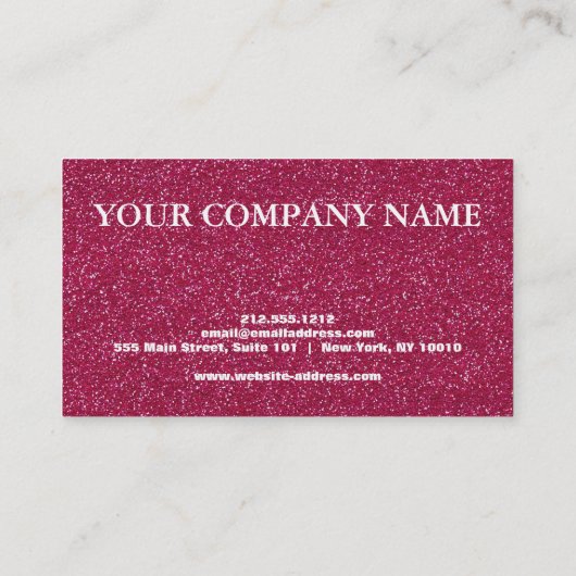 Elegant Pink Glitter Credit Kaart Visitekaartje (Achterkant)