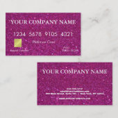 Elegant Pink Glitter Credit Kaart Visitekaartje (Voorkant / Achterkant)