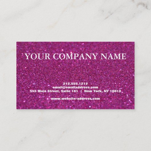 Elegant Pink Glitter Credit Kaart Visitekaartje (Achterkant)