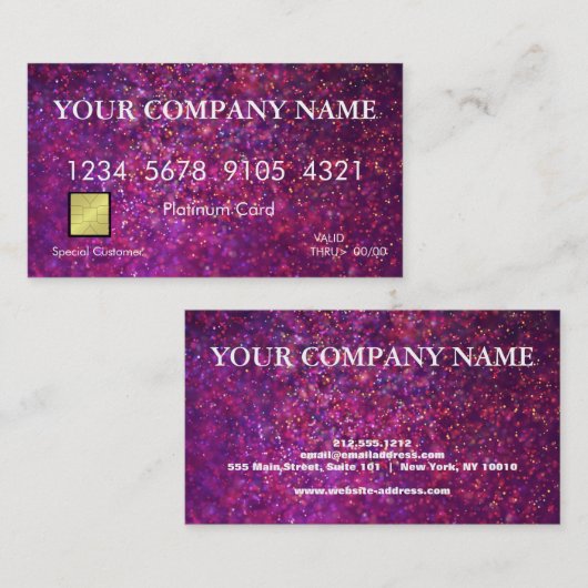 Elegant Pink Glitter Credit Kaart Visitekaartje (Voorkant / Achterkant)