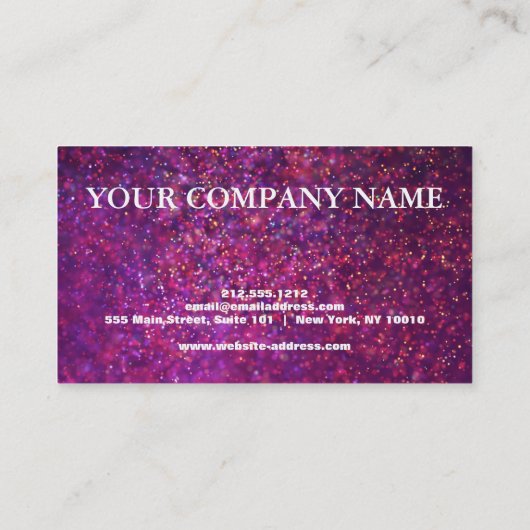 Elegant Pink Glitter Credit Kaart Visitekaartje (Achterkant)