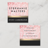 Elegant Pink Glitter | Gouden balie | Zwart vlees Vierkante Visitekaartje (Voorkant / Achterkant)