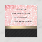 Elegant Pink Glitter | Gouden balie | Zwart vlees Vierkante Visitekaartje (Achterkant)