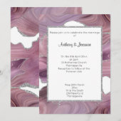 ELEGANT PINK GLITTER MARBLE WEDDING INVITATION KAART (Voorkant / Achterkant)