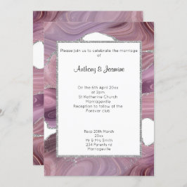 ELEGANT PINK GLITTER MARBLE WEDDING INVITATION KAART