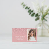 Elegant Pink Glitter Photo QR Code  Visitekaartje (Staand voorkant)
