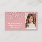 Elegant Pink Glitter Photo QR Code  Visitekaartje (Voorkant)