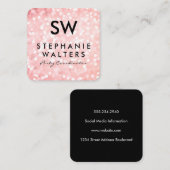 Elegant Pink Glitter Vierkante Visitekaartje (Voorkant / Achterkant)