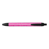 Elegant Pink Glitter Zwarte Inkt Pen (Achterkant)