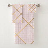 ELEGANT PINK GOLD 2 DIAMOND BATHROOM TOWEL SET BAD HANDDOEK (Insitu)