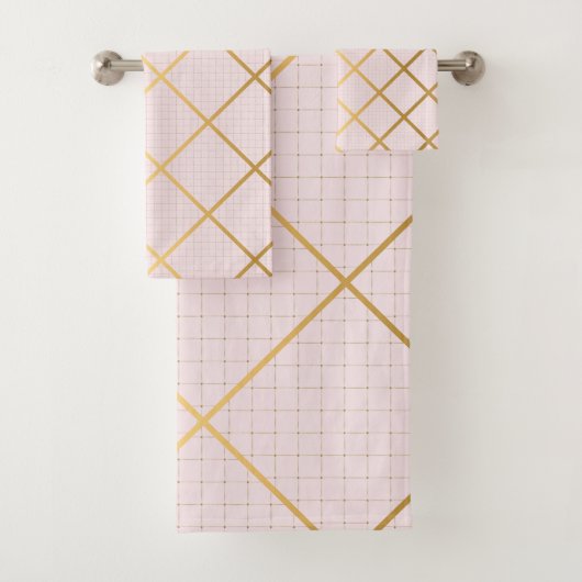 ELEGANT PINK GOLD 2 DIAMOND BATHROOM TOWEL SET BAD HANDDOEK (Insitu)