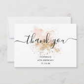 Elegant Pink Gold 40 en Fabulous 40th Birthday Bedankkaart (Voorkant)