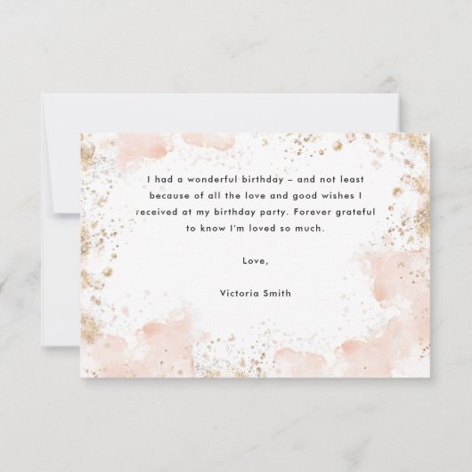 Elegant Pink Gold 40 en Fabulous 40th Birthday Bedankkaart (Achterkant)