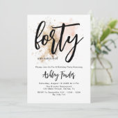 Elegant Pink Gold 40e verjaardag Uitnodiging (Staand voorkant)