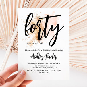 Elegant Pink Gold 40e verjaardag Uitnodiging
