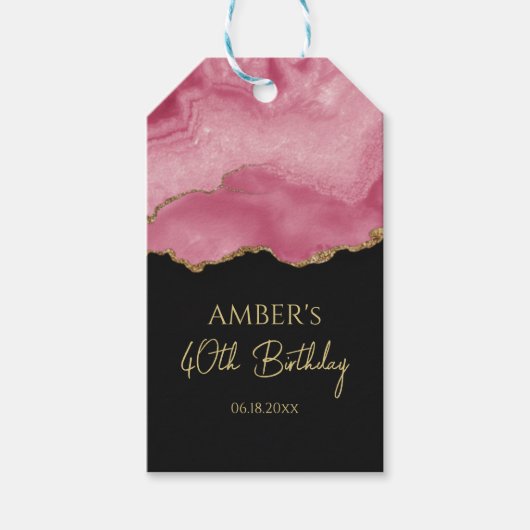 Elegant Pink Gold Abstract Marble Design Cadeaulabel (Voorkant)