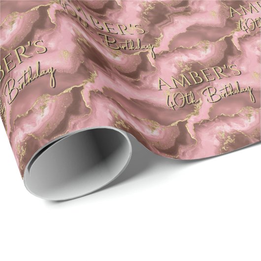 Elegant Pink Gold Abstract Marble Design Cadeaupapier (Rol Hoek)
