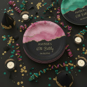 Elegant Pink Gold Abstract Marble Design Papieren Bordje